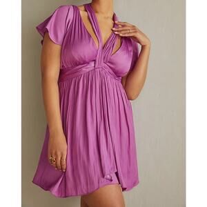 Anthropologie Purple V-Neck Vibrant Mini Dress Size 6